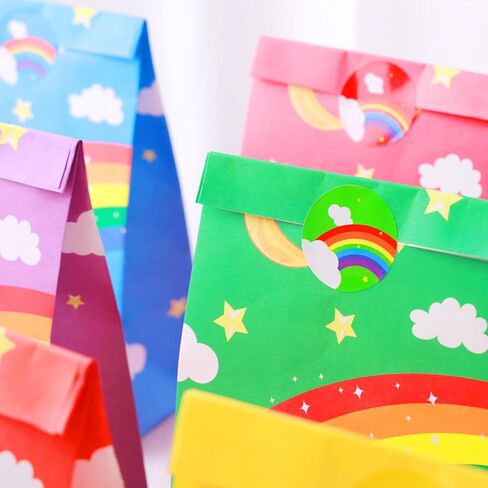 Generic 24 Pieces Rainbow Gift Paper Bags,come with free sealing stickers,can be used for party and other event supplies,Birthday Party,Wedding,Easter,Gifts and Celebrations. in Saudi Arabia