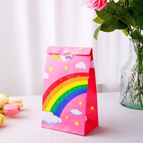 Generic 24 Pieces Rainbow Gift Paper Bags,come with free sealing stickers,can be used for party and other event supplies,Birthday Party,Wedding,Easter,Gifts and Celebrations. in Saudi Arabia