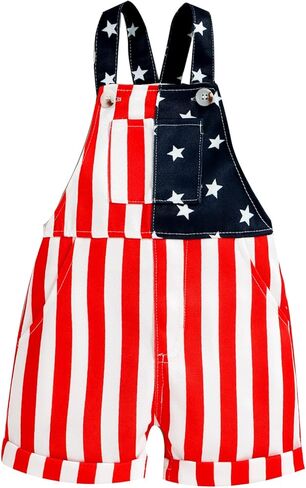 Ayalinggo Fourth of July Overalls Toddler Kids Boy Girl American Flag Outfit Baby 4th July Suspender Shorts Clothes in Saudi Arabia