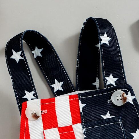 Ayalinggo Fourth of July Overalls Toddler Kids Boy Girl American Flag Outfit Baby 4th July Suspender Shorts Clothes in Saudi Arabia