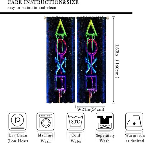 KKH Video Game Art Blackout Curtains for Room Decor, Gaming Modern Buttons Creativity Gamepad Rod Pocket Thermal Insulated Drapes Darkening Window Curtain Drape for Boys Bedroom W42xL63 Inch in Saudi Arabia