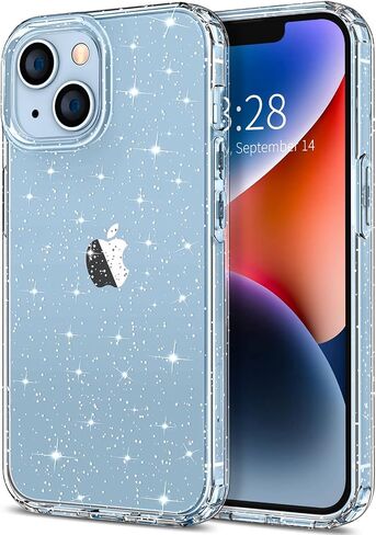 Hython Case for iPhone 14 Case Glitter, Cute Sparkly Clear Glitter Shiny Bling Sparkle Cover, Anti-Scratch Soft TPU Thin Slim Fit Shockproof Protective Phone Cases for Women Girls, Clear Glitter in Saudi Arabia