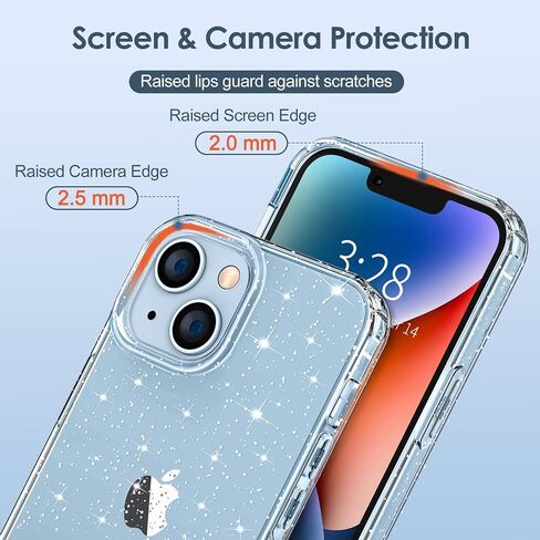 Hython Case for iPhone 14 Case Glitter, Cute Sparkly Clear Glitter Shiny Bling Sparkle Cover, Anti-Scratch Soft TPU Thin Slim Fit Shockproof Protective Phone Cases for Women Girls, Clear Glitter in Saudi Arabia