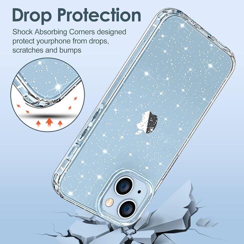 Hython Case for iPhone 14 Case Glitter, Cute Sparkly Clear Glitter Shiny Bling Sparkle Cover, Anti-Scratch Soft TPU Thin Slim Fit Shockproof Protective Phone Cases for Women Girls, Clear Glitter in Saudi Arabia