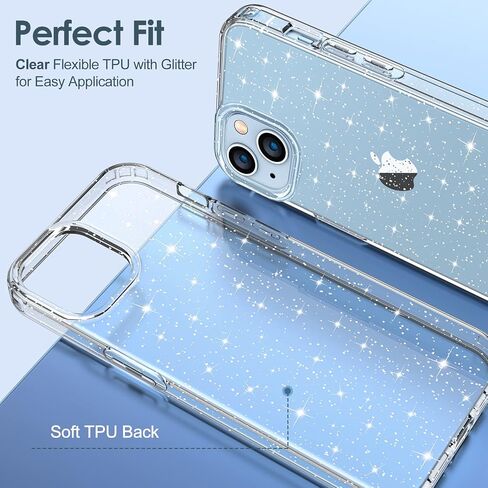 Hython Case for iPhone 14 Case Glitter, Cute Sparkly Clear Glitter Shiny Bling Sparkle Cover, Anti-Scratch Soft TPU Thin Slim Fit Shockproof Protective Phone Cases for Women Girls, Clear Glitter in Saudi Arabia