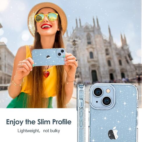 Hython Case for iPhone 14 Case Glitter, Cute Sparkly Clear Glitter Shiny Bling Sparkle Cover, Anti-Scratch Soft TPU Thin Slim Fit Shockproof Protective Phone Cases for Women Girls, Clear Glitter in Saudi Arabia