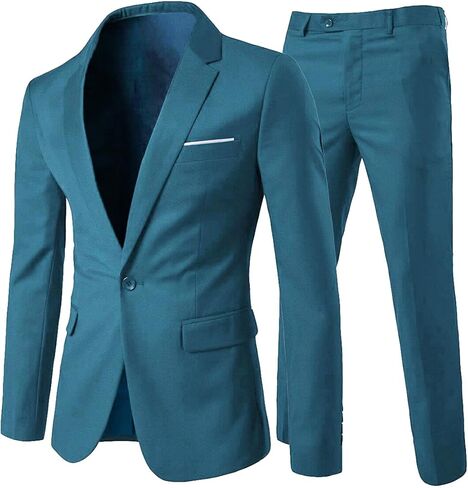 Cloudstyle Men's 2-Piece Suits Slim Fit 1 Button Dress Suit Jacket Blazer & Pants Set in Kuwait