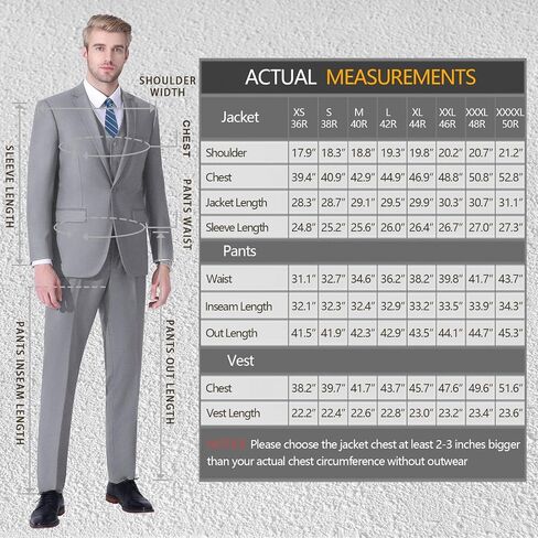 LUPURTY Suits for Men, 3 Piece Men's Suit Slim Fit, Solid Jacket Vest Pants with Tie, One Button Tuxedo Set in Saudi Arabia
