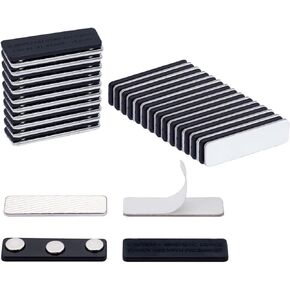 25 Sets Name Badge Magnets, Magnetic Name Badge Holders Back with 3 Premium Strength Neodymium Magnets (Black)