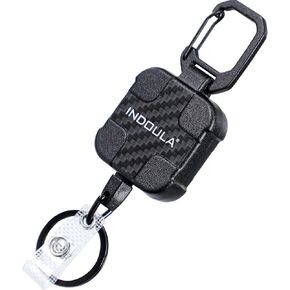 Retractable Keychain with Carbon Fiber,Heavy Duty Retractable Badge Holder;ID Badge Reel with 32'' Retractable Cord,8 oz.