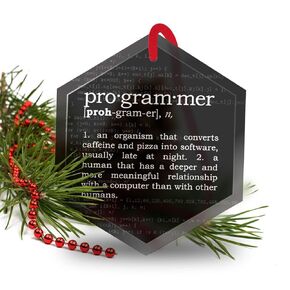 Programmer Definition Funny Glass Christmas Ornament
