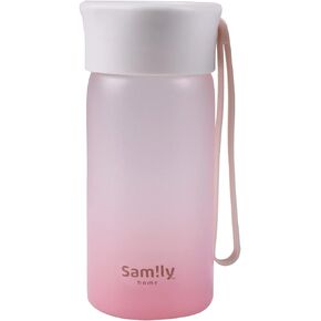 8oz/230ml Silicone Coated Small Glass Water Bottle with White Cap,Pretty and Cute(Blue Bottle)