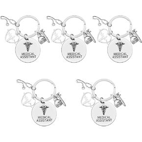 Xiahuyu 5 Pcs Medical Assistant Keychain MA Medical Assistant Appreciation Gifts Medical Student Gift Medical Assistant Graduation Gift Christmas Thanksgiving Birthday Medical Assistant Week Gift