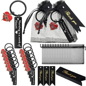 Sureio 36 Pcs Nurse Gifts Nurse Appreciation Gifts Nurse Keychain Nurse Week Gifts with Organza Bags and Tag Gift(Stylish)