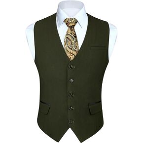 HISDERN Men's Suit Vest Business Suit Vests for Men Formal Slim Fit Solid Wedding Dress Waistcoat for V-Neck Tuxedo Vest