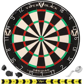 Viper Obsidian Black Official Competition Steel Tip Dartboard, WDF Accredited with Staple-Free Razor-Thin Spider Wire, Self-Healing Professional-Grade Kenyan Sisal