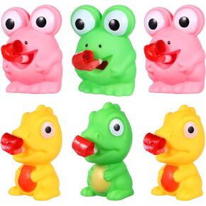 Squeeze Toys for Kids, 6pcs Animal Squeeze Stick Out Dinosaur Squeeze Toys Frog Stress Balls Funny Screaming Animal Desk (Random Color)