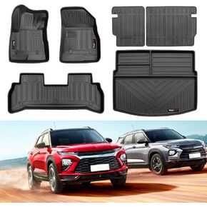 مقاس مخصص لسيارة 2021-2024 Chevy Trailblazer سجادات الأرضية وبطانة البضائع ومسند الظهر مجموعة جميع أحوال الطقس TPE لملحقات شيفروليه تريل بليزر (لسيارة 2021-2024 Chevy Trailblazer FWD)