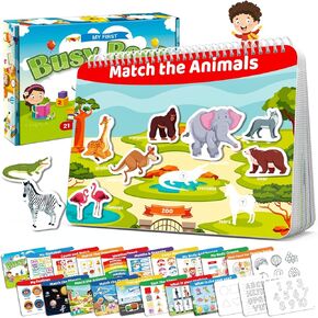 HONGDDY Busy Book, Preschool Learning Activities for Toddlers, Montessori Toys for 3 4 5 Year Old with 8 Color Marker for Toddlers, Autism Sensory Toys Gifts for Boys, Girls