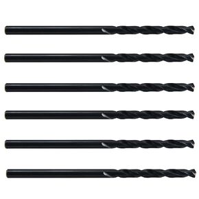 MAXTOOL 7/32""x6" 6pcs Identical Aircraft Extension Drills HSS M2 Extra Long Deep Twist Drill Bits Straight Shank Fully Ground Black; ACF02B06R14P6