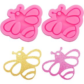OIIKI 2 Pcs Bee Resin Mold, Shiny Insect Silicone Mold, Cartoon Animal Bee Mold for DIY Jewelry Decoration Epoxy Resin Casting Handmade Crafts