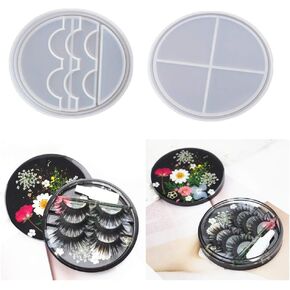 Miamay One Set False Eyelash Holder Case Silicone Resin Casting Mold Eyelash Display Tray Resin Mold Epoxy Eyelash Storage Box Mold Cosmetic Care Container Casting Mold with Lid for DIY Making