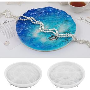 Yalulu 2Pcs Ocean Wave Tray Silicone Resin Mold, Geode Agate Platter Epoxy Silicone Casting Molds, Silicone Tray Resin Mold Plate Epoxy Resin Mold