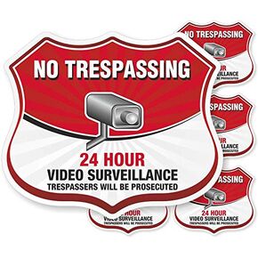 SmartSign 10 x 10 inch “No Trespassing - 24 Hour Video Surveillance, Trespassers Will Be Prosecuted" Yard Sign with 3 foot Stake, 40 mil Laminated Rustproof Aluminum, Multicolor, Set of 1, USA-Made
