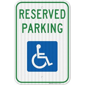 Handicap Parking Sign, Reserved Parking Sign, 12x18 Inches, 3M EGP Reflective .063 Aluminum, Fade Resistant, Made in USA by Sigo Signs