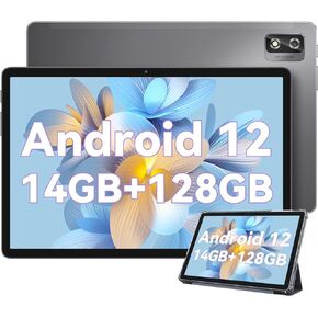 Blackview Android Tablet Tab 12 Pro, Octa-Core Processor 14GB RAM+128GB ROM Tablet 10 inch, 1980 * 1200 FHD+ IPS Screen, 5G WiFi, Dual 13MP+5MP Camera, Bluetooth 5.0, 1TB Expand Support, GPS, Gray
