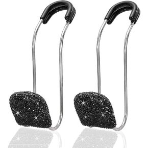 Universal Bling Car Seat Back Hook Headrest Hook Rhinestone Car Purse Accessories Metal Stainless Steel Hook Cute Car Seat Back Storage Hook for Clothes Handbag Grocery Bag Umbrellas 2PCS (AB)
