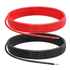 8 AWG Gauge Silicone Wire Electrical Cable（10ft red &10ft Black） Soft & Flexible 0.08 mm Tinned Copper core High Temperature Resistant Silicone Wire for Arduino Projects, RC Cars, Boat, Drones etc.