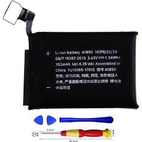 A1850 battery for Watch Series 3st 42mm GPS + Cellular,Rechargeable 0 Cycle Battery Compatible with Watch Series 3 Gen 42mm GPS + Cellular with Repair Tool Kits(Not fit for GPS Vision)