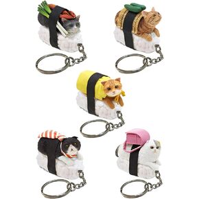 Clever Idiots Nekozushi Keychain - Blind Box Includes 1 of 5 Collectable Figurines - Features a Detachable Keyring (Version 1)
