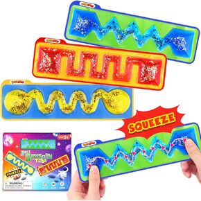 Autism Sensory Toys for Kids - 3 Pack Fidget Toy Sensory Tube Filled with Colorful Goo, Glitter, Autism Sensory Items for Kids Children Teens - Fidget Stress Anxiety Relief Toys for Calm Down