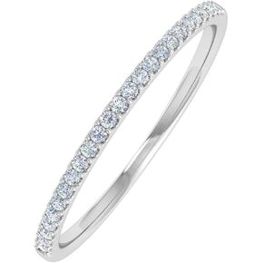 FINEROCK 0.08 Carat Diamond Wedding Anniversary Stackable Ring in 925 Sterling Silver or 18K Yellow Gold over Sterling Silver
