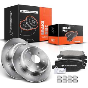 A-Premium 11.89 inch (302 mm) Front Drilled and Slotted Disc Brake Rotors + Ceramic Pads Kit Compatible with Select Jeep Models - Wrangler 2007-2017, Wrangler JK 2018, 6-PC Set