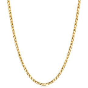 Fiusem Gold Plated Wheat Chain Necklace for Men, 2.5mm Mens Chain Necklaces, Stainless Steel Necklace Chains for Men and Women, Men Necklace Chain 16-28 Inch