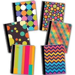 New Generation – Patterns - Composition Notebooks, 80 Sheets / 160 Pages Wide Ruled pages Comp Book, Durable Laminated covers with Assorted Fashion Eye-Catching Designs, 6 Pack Notebooks
