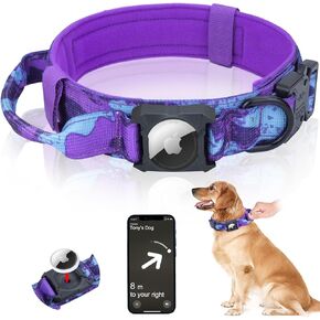 Tactical Airtag Dog Collar with Air Tag Holder Case - Heavy Duty Dog Collar for Extra Large Dogs, Adjustable Military Collars with Handle - Perfect Collars for Training, Walking, or Hunting XL