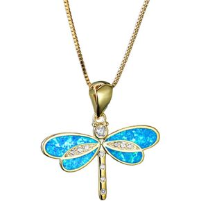JczR.Y Dragonfly Necklace White Imitation Opal Dragonfly Pendant Dainty Crystal Rhinestone Insect Dragonfly Necklace for Women Girls Fashion Jewelry