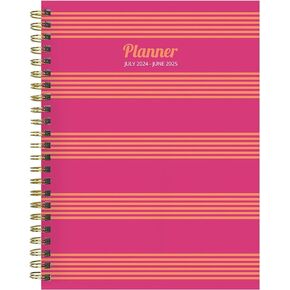TF PUBLISHING July 2024 - June 2025 Bound Black Medium Weekly Monthly Planner - Coordinating Planning Stickers - 12 Month Academic Year 2024-2025 Planner - Faux Monthly Tabs - 6.5 in x 8 in