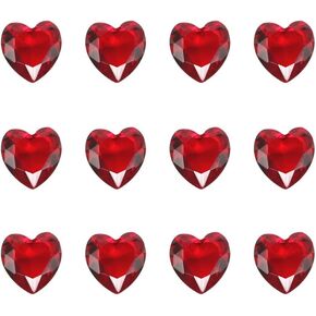 HEALLILY 10pcs Glass Red Heart Crystals Rhinestones Diamonds Valentines Day Wedding Table Scatter Confetti Vase Fillers