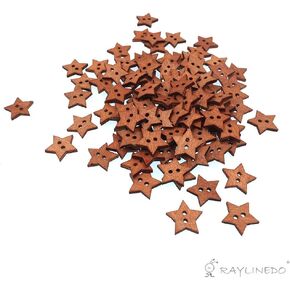 Pack of 20G About 100pcs Buttons- Brown Star Color Vintage Style Delicate Wood Buttons DIY Buttons for Sewing and Crafting 1XPack