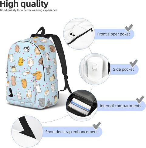 Cute Cat Backpack Laptop Bag Durable Canvas Capacity Large Cute Backpacks Travel Bag - Medium in Saudi Arabia