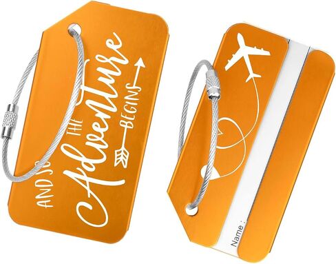 Adventure Begins Metal Luggage Tag - Stylish Travel Accessory for Globetrotters, Perfect Wedding, Birthday & All Occasion Gifts (Black) in Saudi Arabia