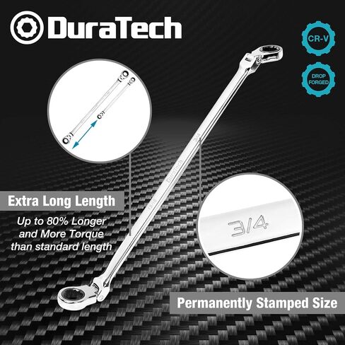 مجموعة مفاتيح ربط ذات رأس مرن طويل جدًا من DURATECH، مجموعة مفاتيح ربط نهاية صندوق مزدوج، 5 قطع، SAE، 5/16 بوصة إلى 13/16 بوصة، فولاذ CR-V، مع منظم أدوات إسفنجية EVA in Saudi Arabia