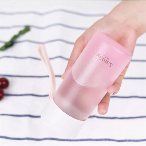 8oz/230ml Silicone Coated Small Glass Water Bottle with White Cap,Pretty and Cute(Blue Bottle) in Saudi Arabia