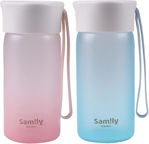8oz/230ml Silicone Coated Small Glass Water Bottle with White Cap,Pretty and Cute(Blue Bottle) in Saudi Arabia