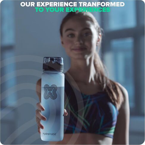 Sports Water Bottle with Time Marker Reminder - BPA Free, Non Toxic, Smooth Fast Flow Drinking, Flip Top Leak Proof Lid, Shaker Ball and Fruit Infuser Strainer - 32 oz 1 Liter Blue in Saudi Arabia